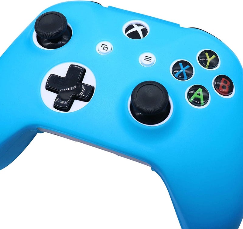 HLRAO Blue Silicone Cover Skin for Xbox One S/X Controller Glow in The Dark Anti-Slip Soft Rubber Case Protector Accessories Set with 8 Glow in The Dark Thumb Grips Caps + 2 Cute Cat Paw Caps. - Image 5